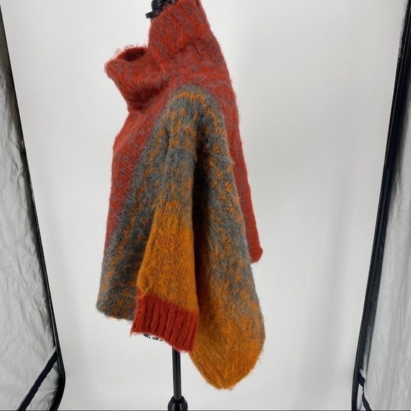 Vertigo orange Cowl Neck Boxy 3/4 Dolman sleeve Sweater. Fall colors. Wool blend - Picture 7 of 9